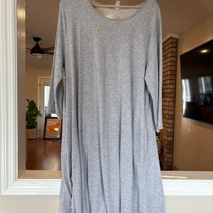 Zenana Outfitters Light Gray Long Sleeve Dress